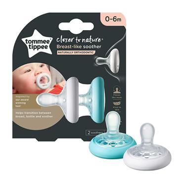 Tommee Tippee Breast Like Soothers 0-6m - 2 Pack