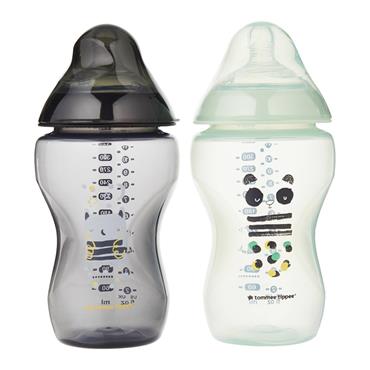 Tommee Tippee Closer To Nature 0m+ Decorated Bottles - 260ml (2 Pack)