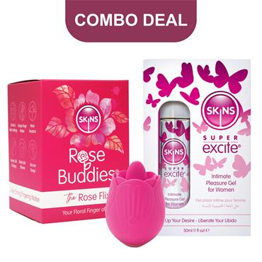 Skins Rose Flix Vibrator + Super Excite Gel - Combo Deal