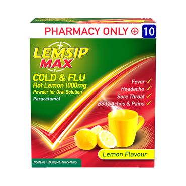 LEMSIP MAX COLD & FLU LEMON 10 SACHETS