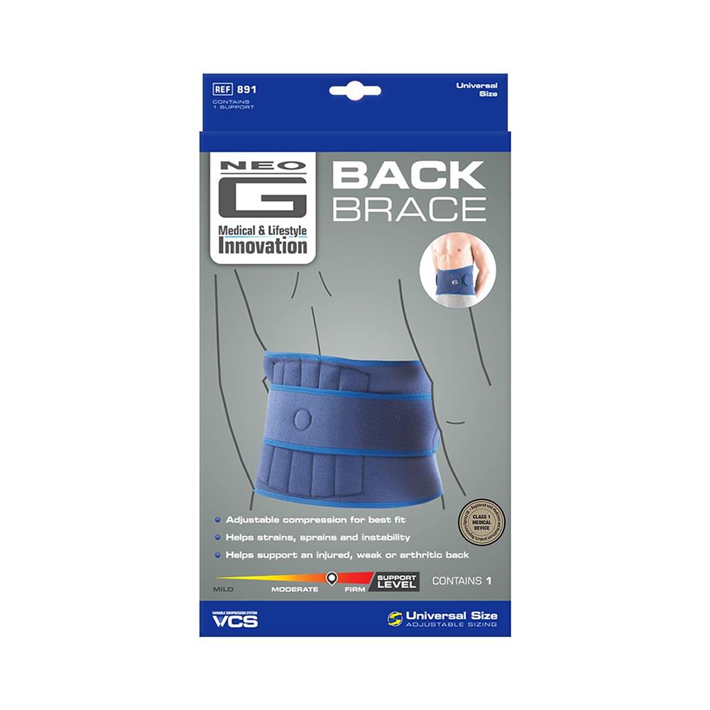 NEO G BACK BRACE WITH POWER STRAPS UNIVERSAL ADUSTABLE SIZING Molloys