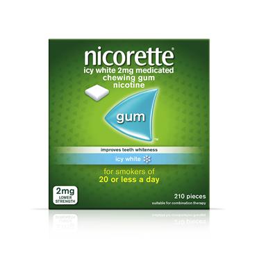 NICORETTE ICY WHITE 2MG CHEWING GUM 210 PIECES