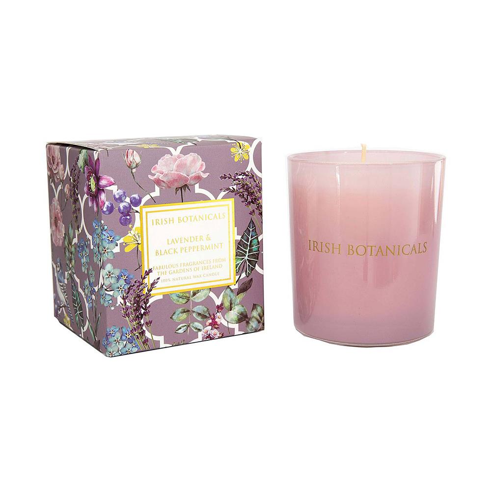 IRISH BOTANICALS LAVENDER AND BLACK PEPPERMINT CANDLE Molloys