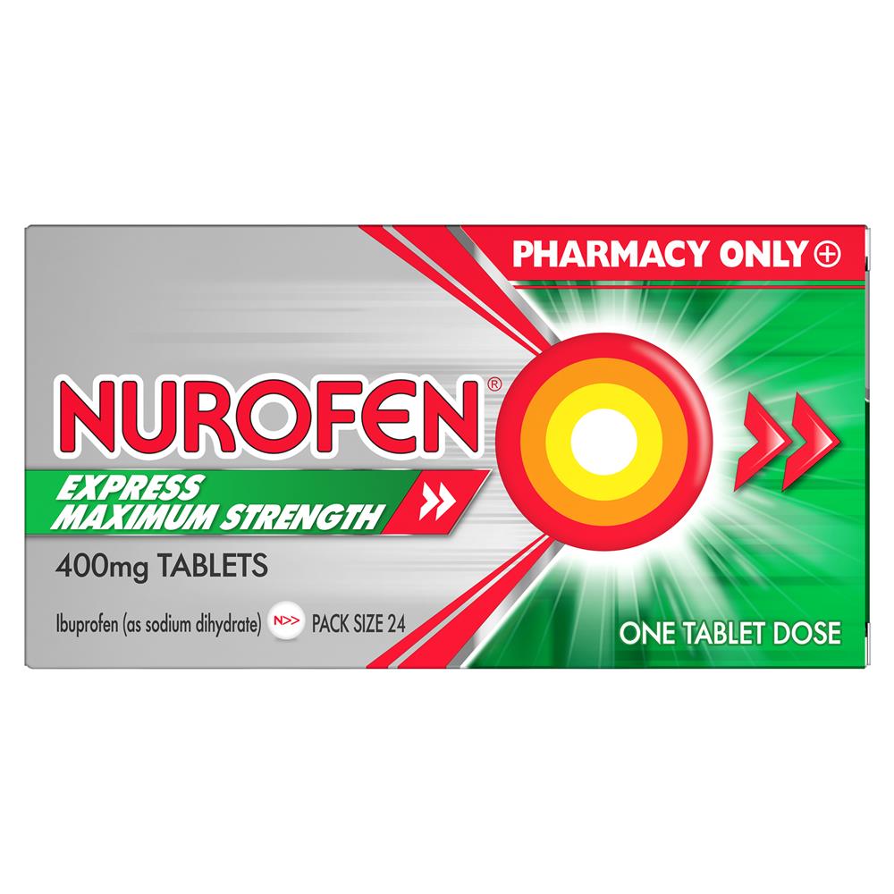 Nurofen Express Max Strength 400mg Ibuprofen Tablets 24 Pack Bluebell Pharmacy Dublin Ireland