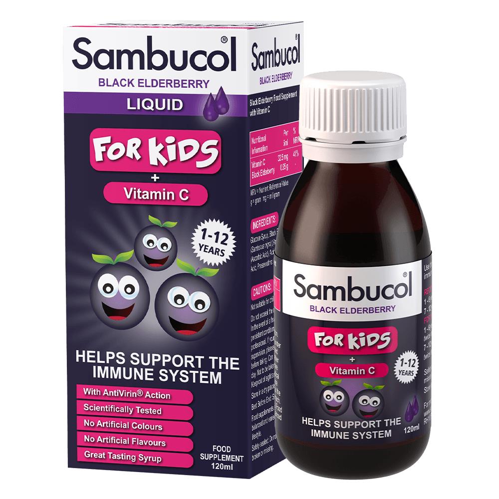 Sambucol Black Elderberry Liquid For Kids + Vitamin C 120ml Bluebell
