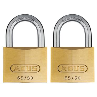 65/50mm Brass Padlock Twin Pack Carded