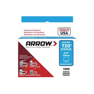 ARROW STAPLES T50 STAINLESS STEEL 3/8" (PK 1000)