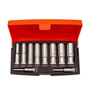 S0810L 1/4in Drive Deep Socket Set, 10 Piece
