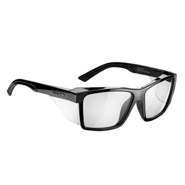 STKS 420 Black Gloss Frame Safety Glasses - Clear