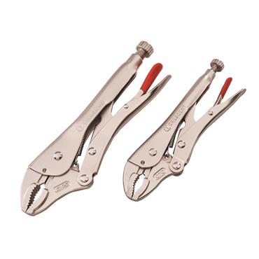 Curved Jaw Locking Pliers with Wire Cutter Set, 2 Piece