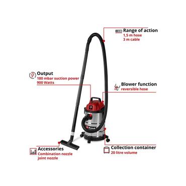 TC-VC 2045 S Wet/Dry Vacuum Cleaner 20 litre 900W 240V