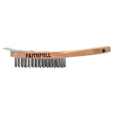 Heavy-Duty Scratch Brush with Scraper - 4 Row