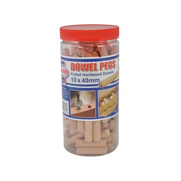 Wood Dowels Fluted 40 x 10mm (Tub 100)