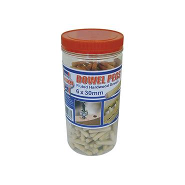 Wood Dowels Fluted 30 x 6mm (Tub 300)