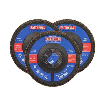 Aluminium Oxide Flap Disc 115 x 22mm 40 Grit (3 Pack)