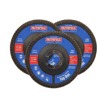 Aluminium Oxide Flap Disc 115 x 22mm 80 Grit (3 Pack)