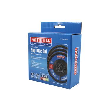 Zirconia Abrasive Jumbo Flap Disc 115 x 22mm Mixed Grit (3 Pack)