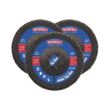 Zirconia Abrasive Jumbo Flap Disc 125 x 22mm 120 Grit (3 Pack)