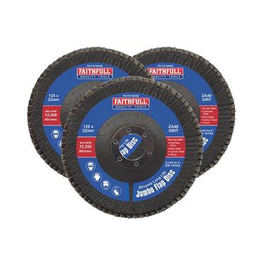 Zirconia Abrasive Jumbo Flap Disc 125 x 22mm 40 Grit (3 Pack)