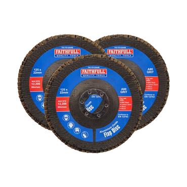 Aluminium Oxide Flap Disc 125 x 22mm 80 Grit (3 Pack)