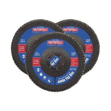 Zirconia Abrasive Jumbo Flap Disc 125 x 22mm 80 Grit (3 Pack)