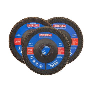 Aluminium Oxide Flap Disc 125 x 22mm Mixed Grit (3 Pack)
