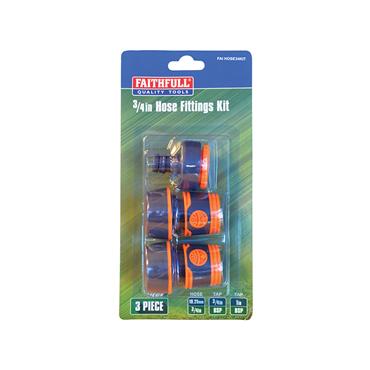 3/4in Plastic Hose Fittings Kit, 3 Piece