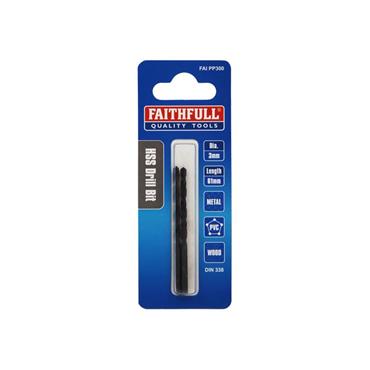 FAITHFULL DRILL BITS STEEL 3MM (PK 2)