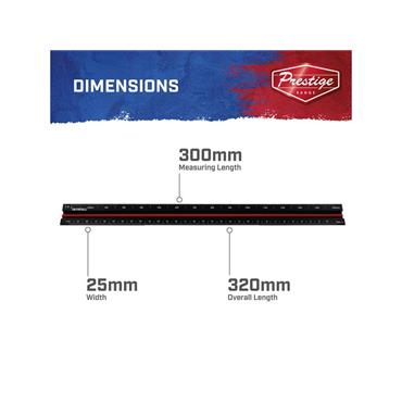 Prestige Tri-Scale Architect Rule Black Aluminium 300mm