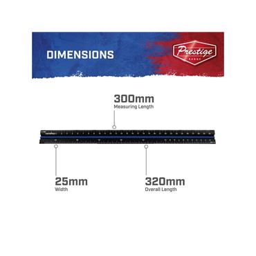 Prestige Tri-Scale Engineer Rule Black Aluminium 300mm