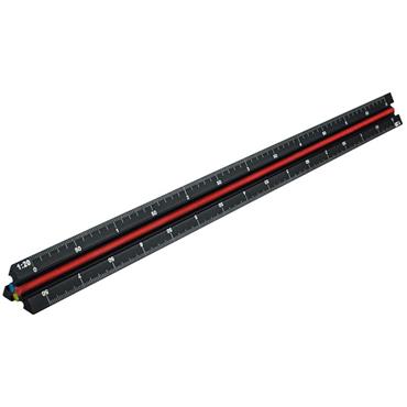 Prestige Tri-Scale Engineer Rule Black Aluminium 300mm