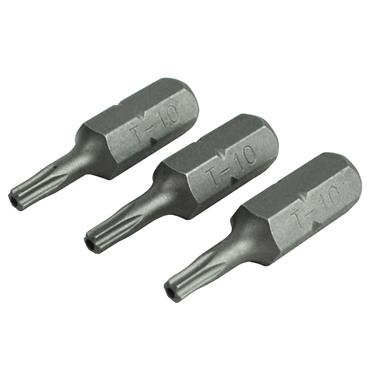 Security S2 Grade Steel Screwdriver Bits T10S x 25mm (Pack 3)