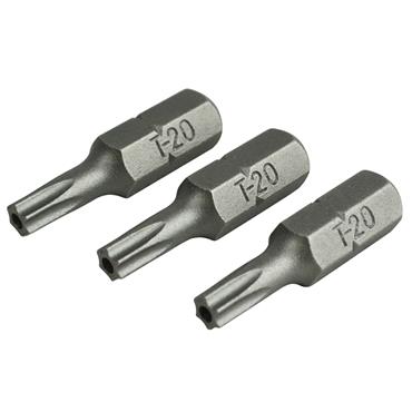 Security S2 Grade Steel Screwdriver Bits T20S x 25mm (Pack 3)