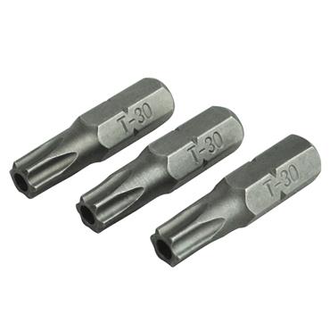 Security S2 Grade Steel Screwdriver Bits T30S x 25mm (Pack 3)
