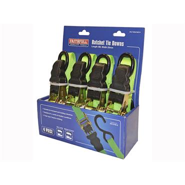 FAITHFULL 4 PIECE RATCHET TIE DOWN SET