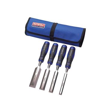 Soft Grip Chisel Set + Chisel Roll, 4 Piece