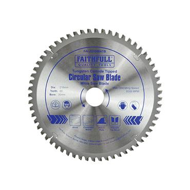TCT Cross Cut Mitre Saw Blade 216 x 30mm x 60T NEG