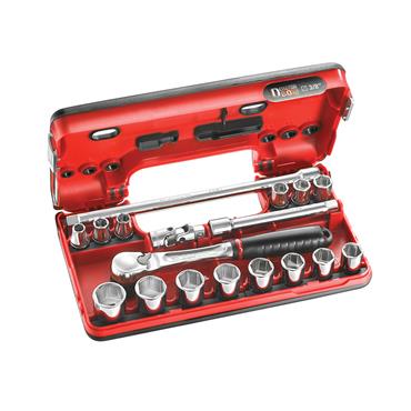3/8in Drive 6-Point Detection Box Socket Set, 18 Piece