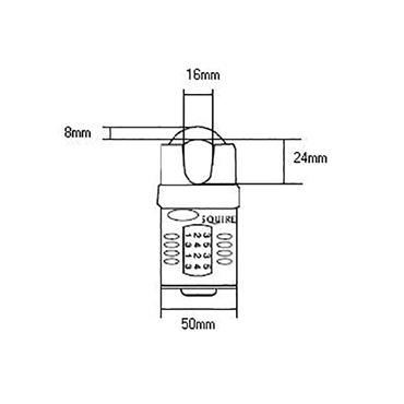 CP50CS Combination Padlock 4-Wheel Closed Shackle 50mm