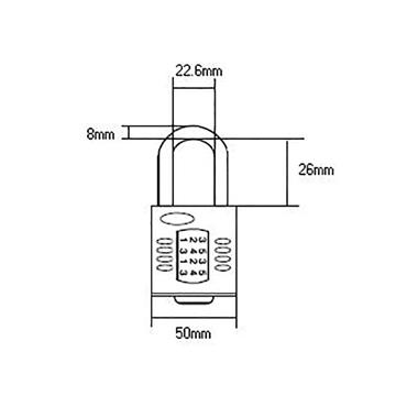 CP50 Combination Padlock 4-Wheel 50mm