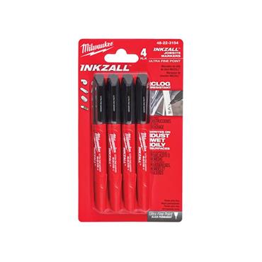 INKZALLâ„¢ Ultra Fine Tip Marker Black (Pack 4)