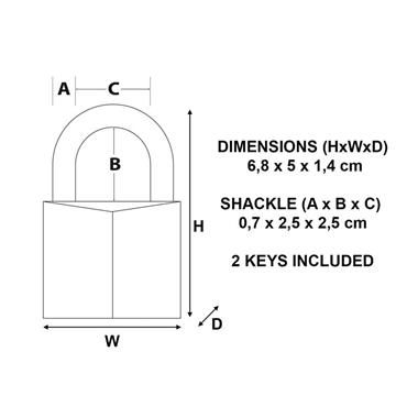 Solid Brass 50mm Padlock 5-Pin
