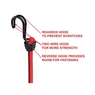 Twin Wire Bungee Cord 60cm Red 2 Piece