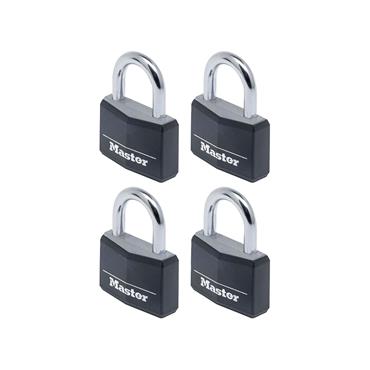 Aluminium Black Vinyl Cover 40mm Padlock 4-Pin - Keyed Alike x 4