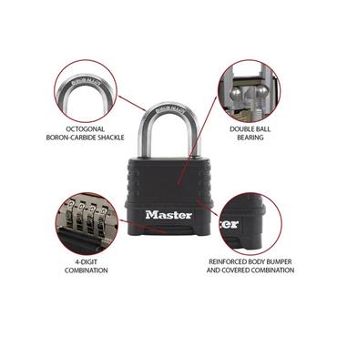Excellâ„¢ 4-Digit Black Finish Combination 50mm Padlock