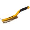 Brass Wire Brush Soft Grip with Scraper 355mm (14in) - 3 Row