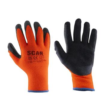 SCAN GLOVES THERMAL KNITTED ACRYLIC ORANGE/BLACK L