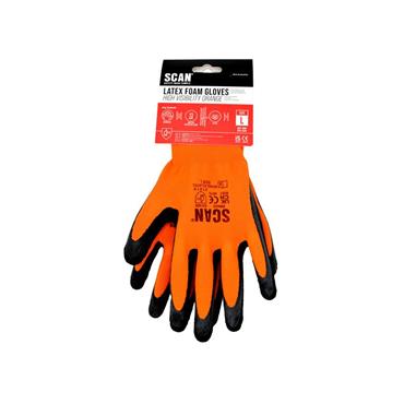Hi-Vis Orange Foam Latex Coated Gloves - L (Size 9)