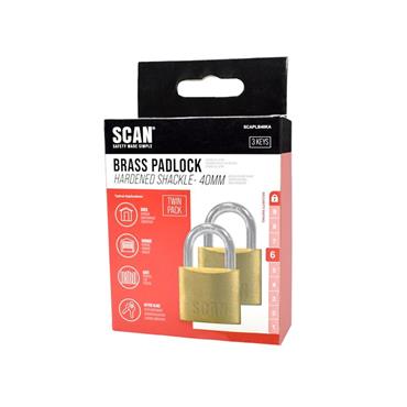 Brass Padlock 40mm Keyed Alike Pack of 2