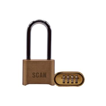Brass Combination Padlock 50mm Long Shackle